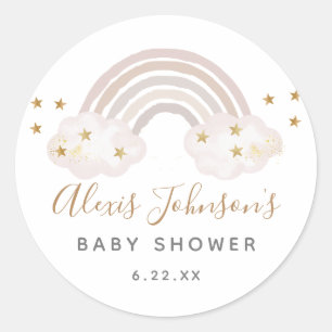 Pegatinas para Baby Shower Arcoíris Boho