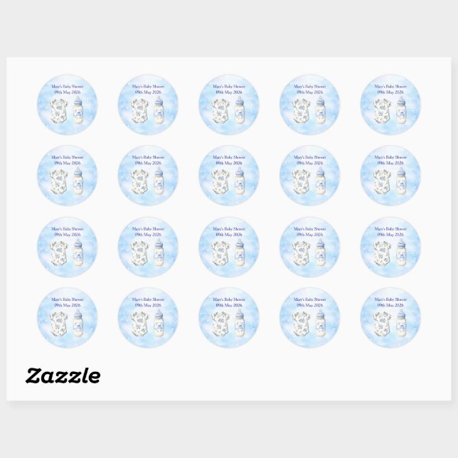 Pegatinas para Baby Shower Blue Chinoiserie (20) (Hoja)
