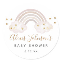 Pegatinas para Baby Shower Boho Arcoíris