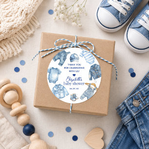 Pegatinas para Baby Shower con tema de mezclilla B