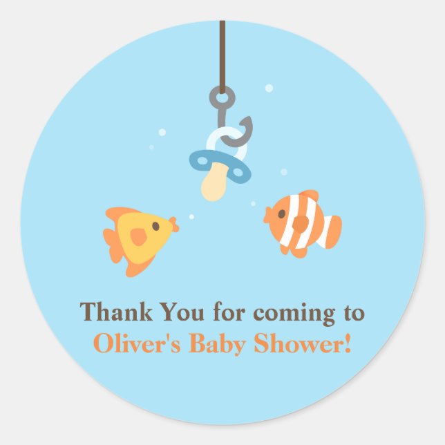 Pegatinas para Baby Shower con tema de pesca de Ce (Anverso)