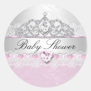 Pegatinas para Baby Shower Corona de Princesa Rosa