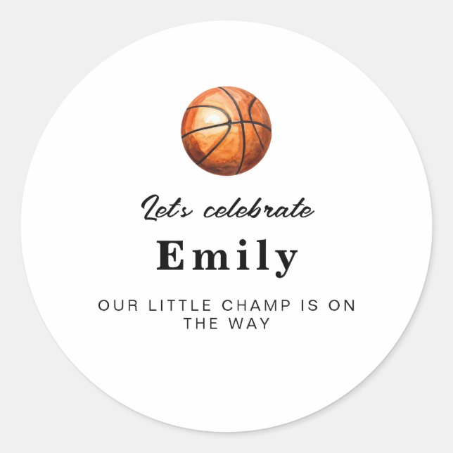 Pegatinas para Baby Shower de Baloncesto (Anverso)