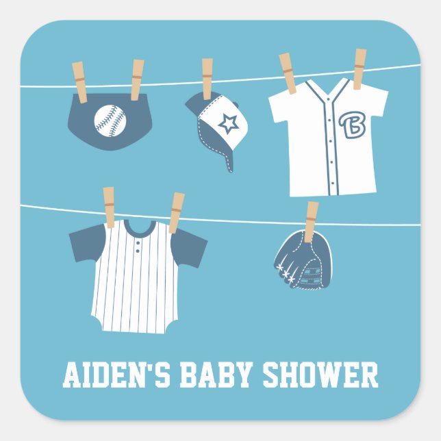 Pegatinas para Baby Shower de béisbol de ropa depo (Anverso)