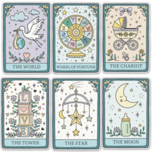 Pegatinas para Baby Shower de Cartas del Tarot