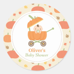 Pegatinas para Baby Shower de Cochecito de Calabaz