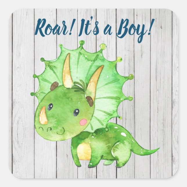 Pegatinas para Baby Shower de Dinosaurio (Anverso)
