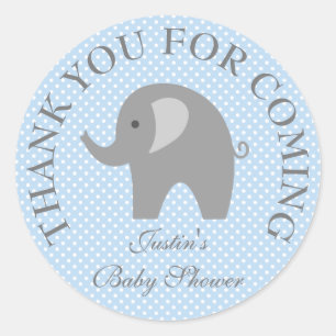 Pegatinas para baby shower de elefante gris con lu