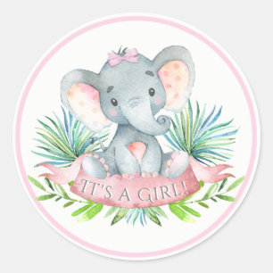 Pegatinas para Baby Shower de Elefante para Niña