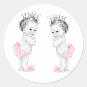 Pegatinas para Baby Shower de Gemelas Princesas Ro