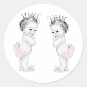 Pegatinas para Baby Shower de Gemelas Princesas Ro