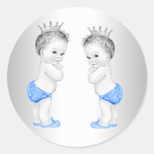 Pegatinas para Baby Shower de Gemelos Príncipe Azu
