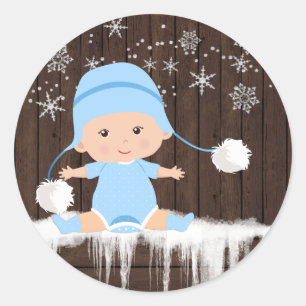 Pegatinas para Baby Shower de Niño Copo de Nieve