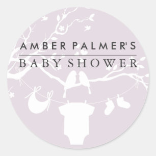 Pegatinas para Baby Shower de Pájaros de Amor