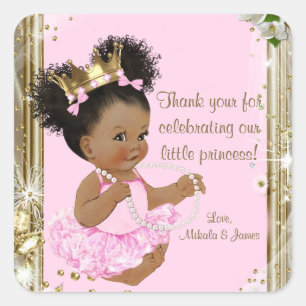 Pegatinas para Baby Shower de Princesa Afroamerica