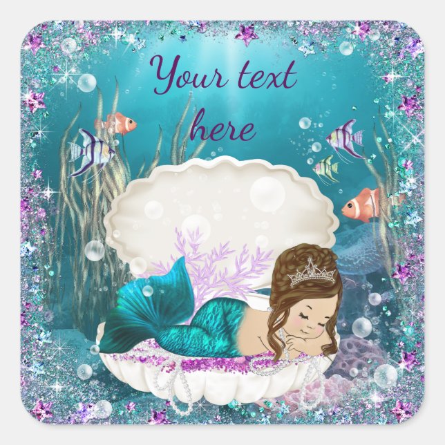 Pegatinas para Baby Shower de Sirena (Anverso)