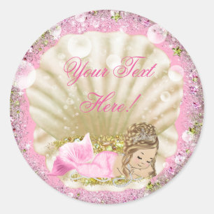 Pegatinas para Baby Shower de Sirena Rosa