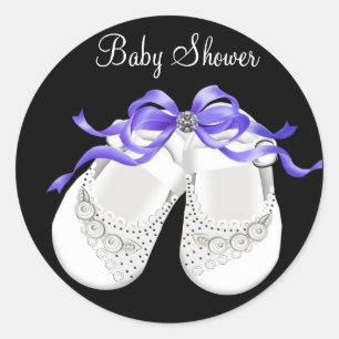 Pegatinas para Baby Shower de Zapatos de Bebé Negr