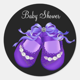 Pegatinas para Baby Shower de Zapatos de Bebé Negr
