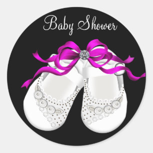 Pegatinas para Baby Shower de Zapatos de Bebé Rosa
