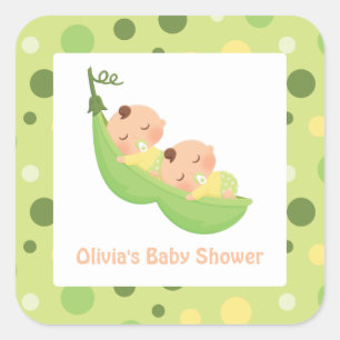 Pegatinas para Baby Shower Gemelos Lindos Guisante