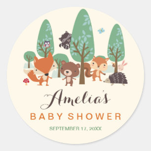 Pegatinas para Baby Shower Little Woodland Friends