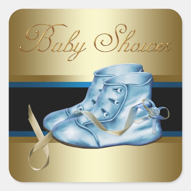 Pegatinas para Baby Shower Niño Botines Azules y D (Anverso)