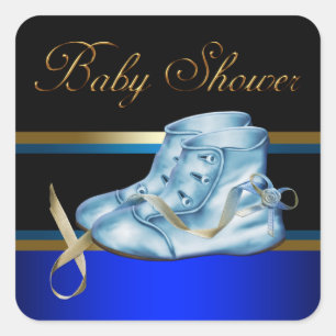 Pegatinas para Baby Shower Niño Botines Azules y D