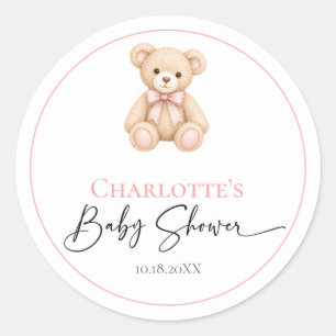 Pegatinas para Baby Shower Oso Teddy Rosa Personal