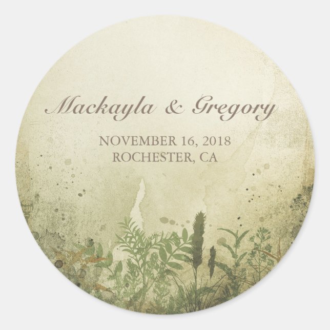 pegatinas para boda rústico de bosques (Anverso)