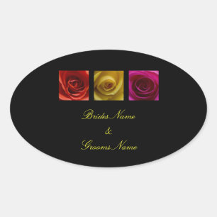 Pegatinas para bodas - Rosas naranja amarillo rosa