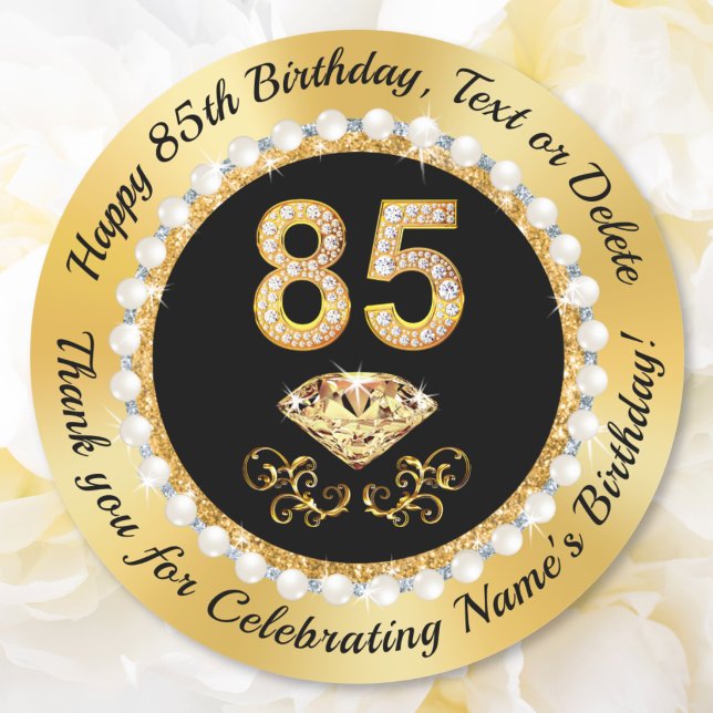 Pegatinas para cumpleaños 85. Suministros para cum (85th birthday party supplies. 85th birthday ideas for mom. 85th birthday party for grandma, women.)