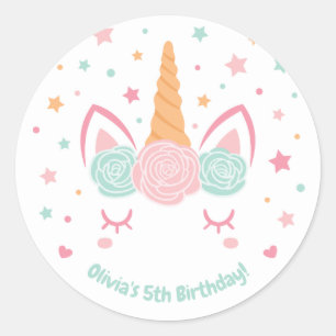 Pegatinas para cumpleaños de niñas con Cuerno de U