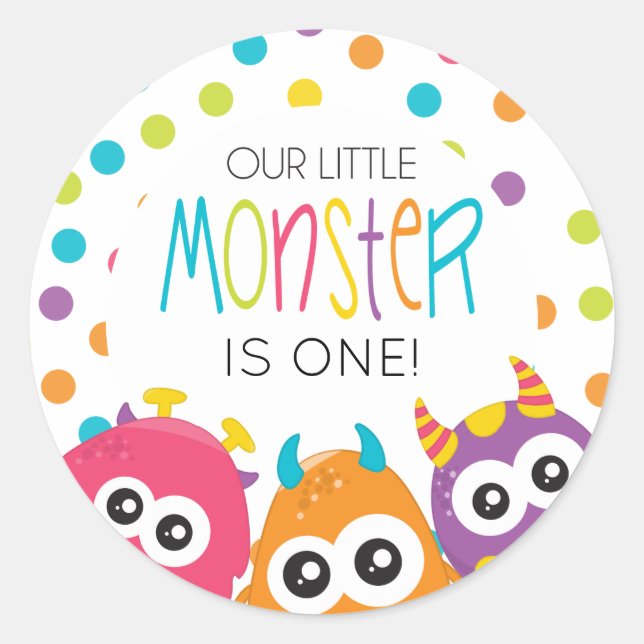 Pegatinas para cumpleaños del pequeño monstruo (Anverso)
