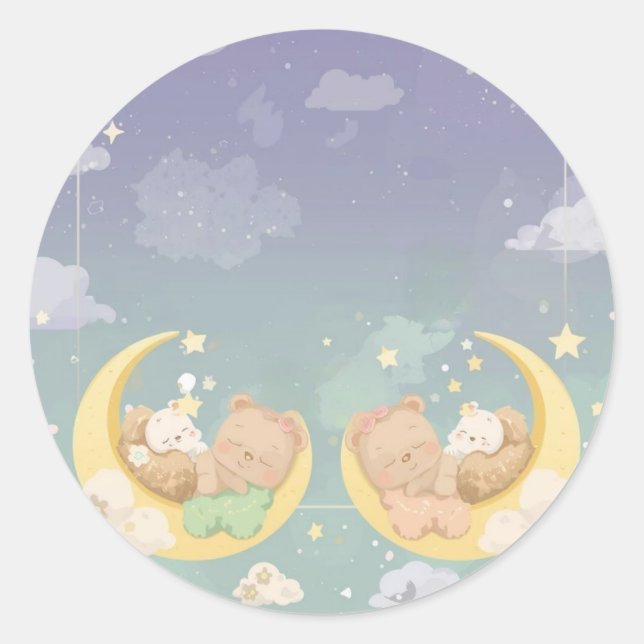 Pegatinas para ducha de gemelos Animales durmiendo (Anverso)