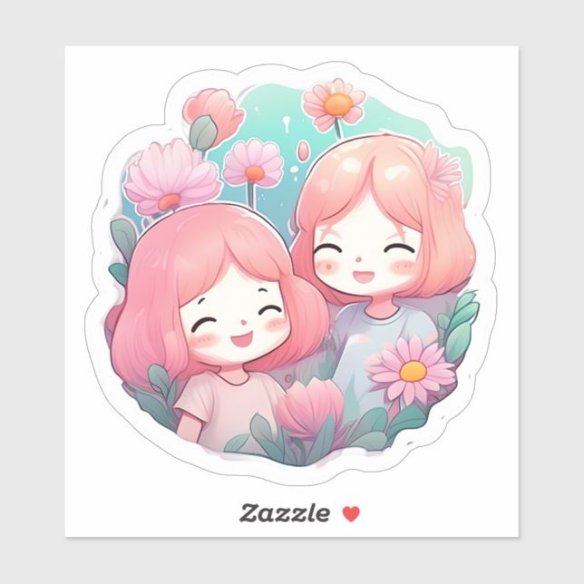 pegatinas para el dia del amigo - Chicas (Hoja)