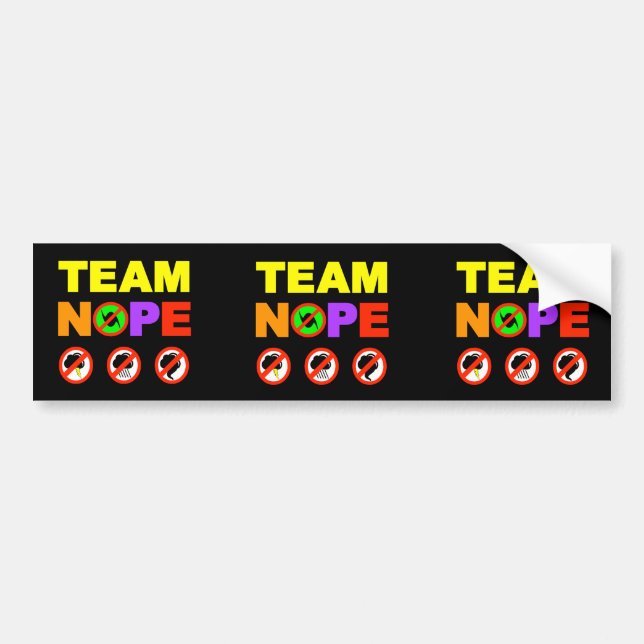 pegatinas para el parachoques de Nope del equipo (Frente)