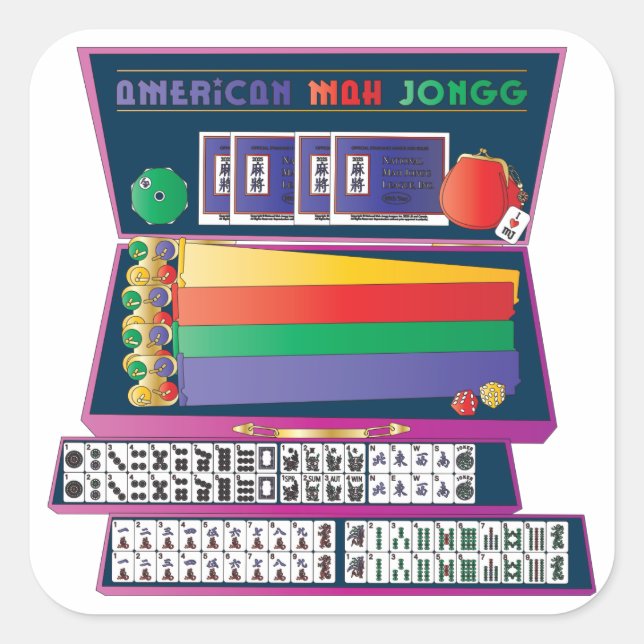 Pegatinas para estuche de Mah Jongg (Anverso)