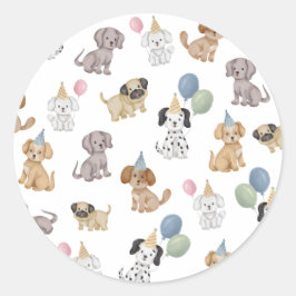 Pegatinas para fiesta de cumpleaños de cachorro