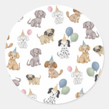 Pegatinas para fiesta de cumpleaños de cachorro