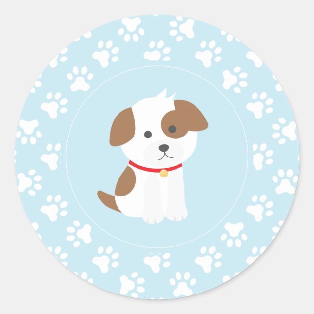 Pegatinas para fiesta de cumpleaños de cachorro hu (Anverso)