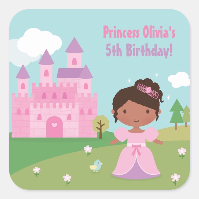 Pegatinas para fiesta de cumpleaños de princesa af (Anverso)
