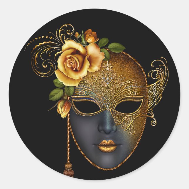 Pegatinas para fiesta de disfraces de oro negro (Anverso)