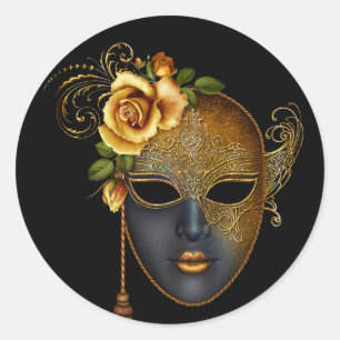 Pegatinas para fiesta de disfraces de oro negro