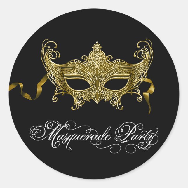 Pegatinas para fiesta de disfraces de oro negro (Anverso)