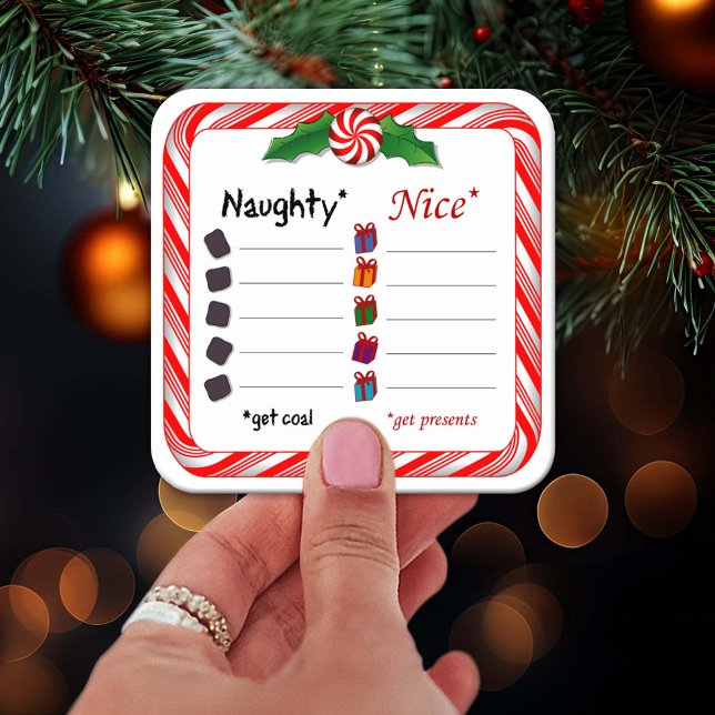 Pegatinas para los traviesos o bonitos (Stickers for the Naughty and Nice. The Naughty get coal. Nice ones get presents. )