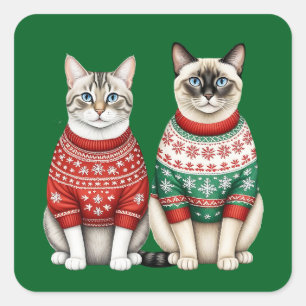 Pegatinas para Navidad, gatos tabby y siameses