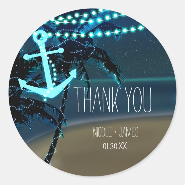 Pegatinas para recuerdos de boda de Ancla de Playa (Anverso)