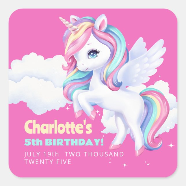 Pegatinas para una fiesta de cumpleaños mágica. (Anverso)