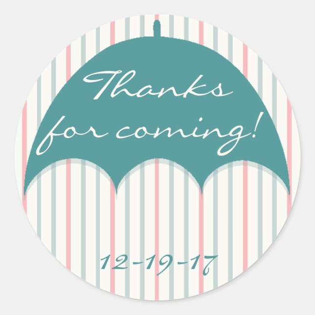 Pegatinas "Paraguas" de Baby Shower 1 1/2" ó 3" (Anverso)